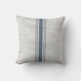 Cojín Decorativo Rústico Burlap Grain Sack Blue Gray Stried
