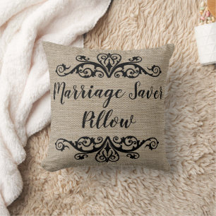 Cojín Decorativo Rústico Burlap Look Marriage Saver
