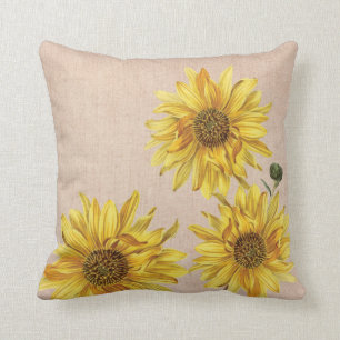 Cojín decorativo Rústico Burlap & Sunflowers