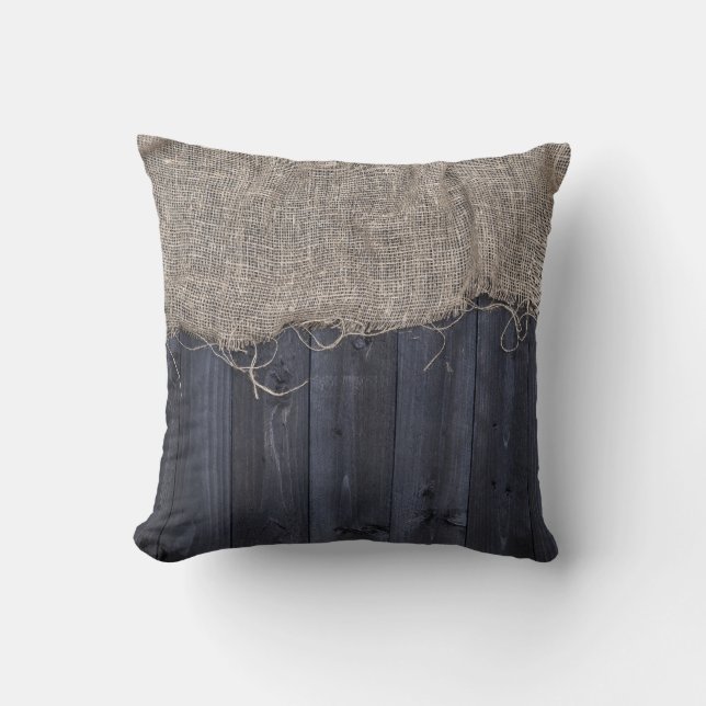 Cojín decorativo Rústico Burlap y Barn Wood (Anverso)
