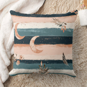 Cojín Decorativo Rustico Celestial Raya Luna Sol Terroso (2)