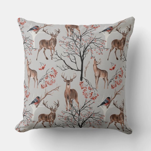 Cojín Decorativo Rústico Cernícalo Deer Después De La Naturaleza De (Anverso)