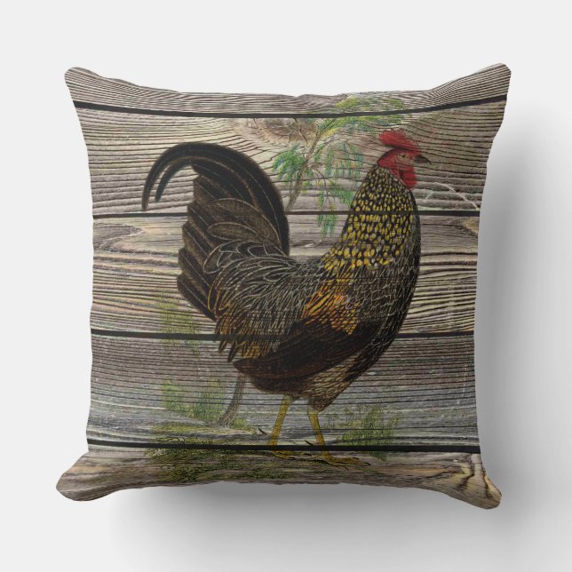 Cojín Decorativo Rústico Country Rooster (Anverso)