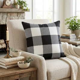 Cojín Decorativo Rustico Cuadro de Búfalo Blanco y Negro Granja