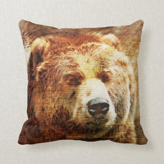 Cojín decorativo rústico del oso grizzly