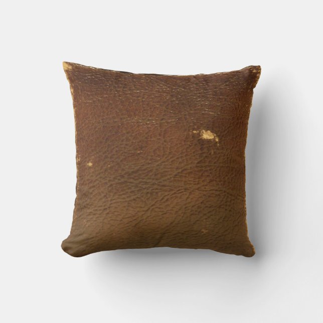 Cojín Decorativo Rústico Faux Brown Leather (Anverso)
