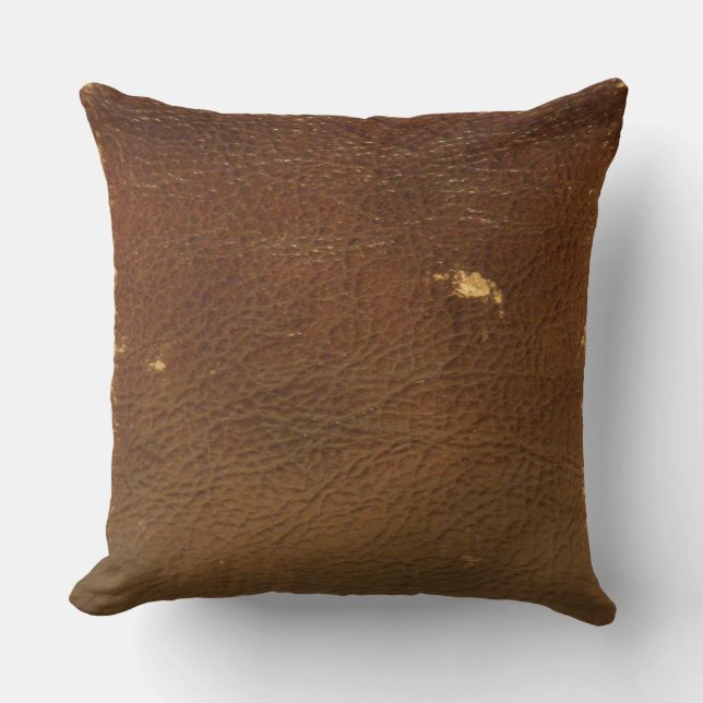 Cojín Decorativo Rústico Faux Brown Leather (Anverso)