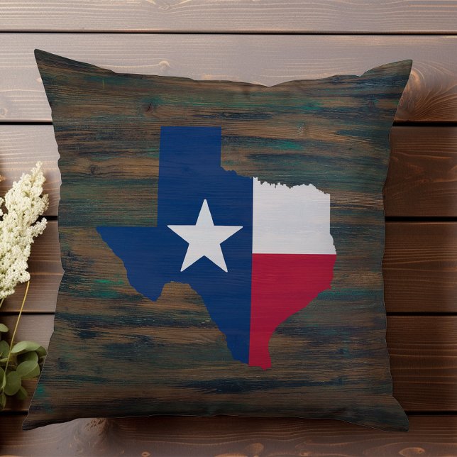 Cojín Decorativo Rústico Madera Rojo Azul Blanco Texas Añadir nombr (Subido por el creador)