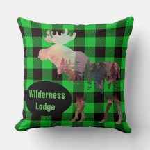 Cojín decorativo Rústico Moose Green Plaid Add Nam