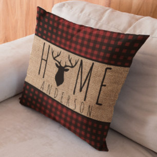 Cojín Decorativo Rústico País Faux Burlap Cabeza de familia T