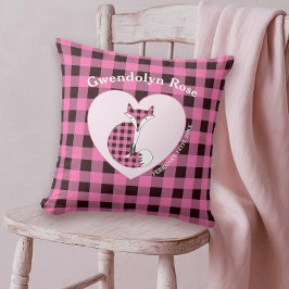 Cojín Decorativo Rústico Pink Plaid Cute Fox Baby
