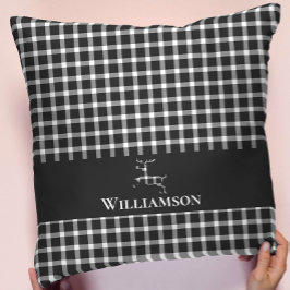 Cojín Decorativo Rústico venado monográfico | Negro blanco