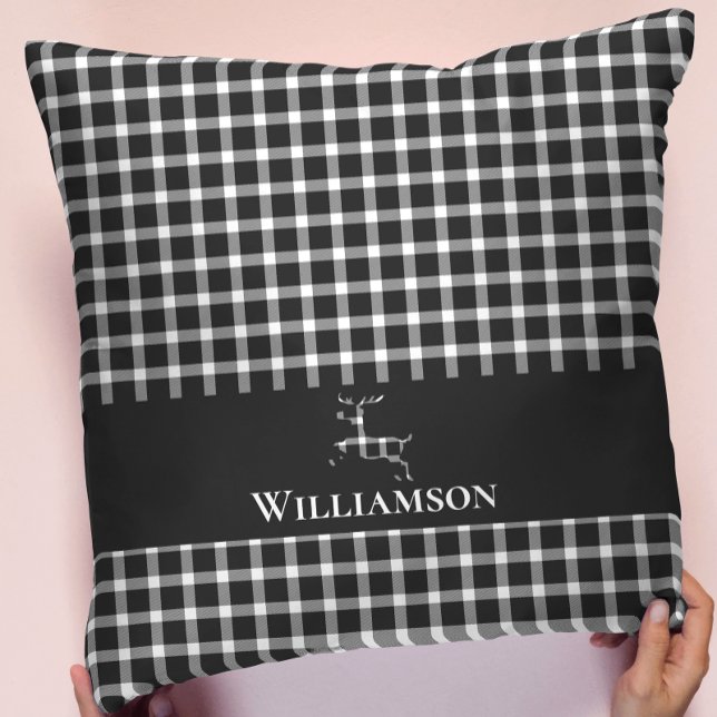 Cojín Decorativo Rústico venado monográfico | Negro blanco (Subido por el creador)