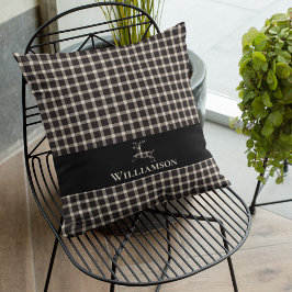 Cojín Decorativo Rústico venado monográfico | Negro blanco crema