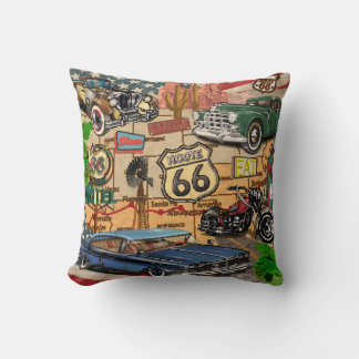 Cojín Decorativo Ruta de la Viñeta 66, poster nostálgico.
