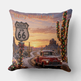 Cojín Decorativo Ruta personalizada 66 Luces de cactus de camioneta
