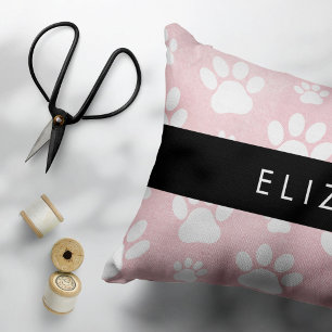 Cojín Decorativo Rutas de perro, manchas blancas, acuarelas rosadas