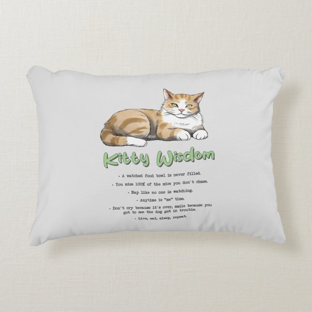 Cojín Decorativo Sabiduría Kitty - Gato gracioso que gobierna con u (Anverso)