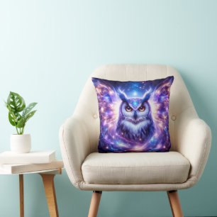 Cojín Decorativo Sabiduría Mística Cósmica Búho Espiritual Celestia