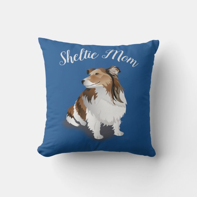Cojín Decorativo Sable Sheltie Sitting Bonito Blue (Anverso)