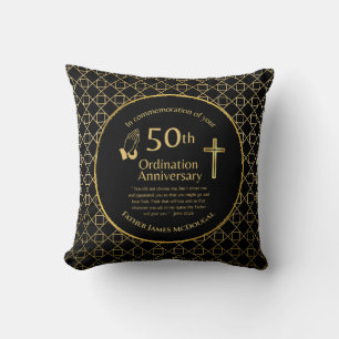 Cojín Decorativo Sacerdote personalizado del 50° aniversario de la 