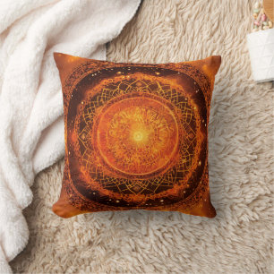 Cojín Decorativo Sacral Chakra Naranja Mandala Pillow