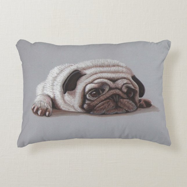 Cojín Decorativo Sad Pug (Anverso)