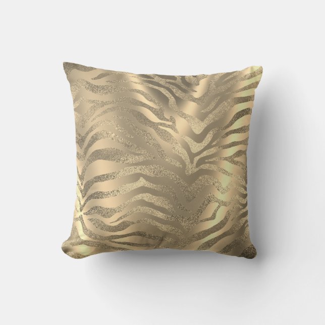 Cojín Decorativo Safari African Gold Glam Zebra Piel animal Sepia (Anverso)