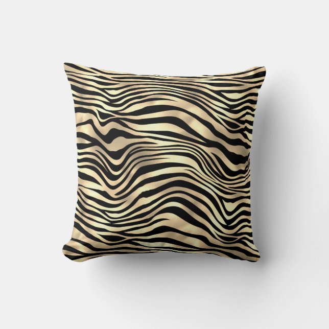 Cojín Decorativo Safari African Gold Glam Zebra Piel animal Sepia (Anverso)