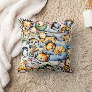 Cojín Decorativo Safari durmiendo animales salvajes sacos de dormir