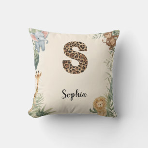 Cojín Decorativo Safari Jungle Nombre Personalizado Monograma S Gua