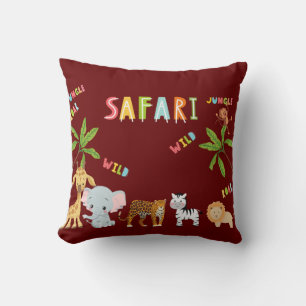 Cojín decorativo Safari para bebés Borgoña