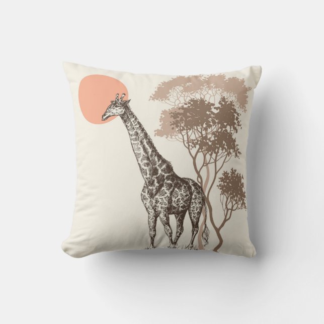 Cojín Decorativo Safari Sunset Giraffe Naturaleza (Anverso)