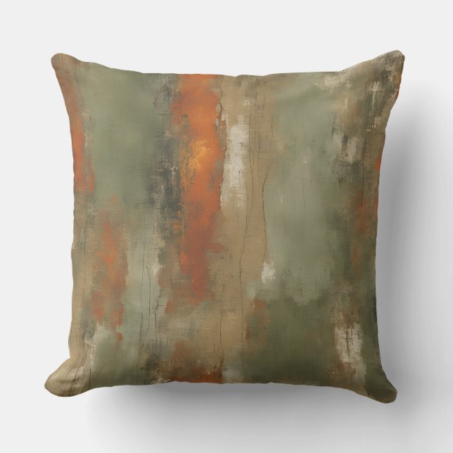 Cojín Decorativo Sage abstracto y tira alterada Naranja (Anverso)