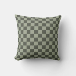 Cojín Decorativo Sage Dark Green Checker Checkerboard Checkered