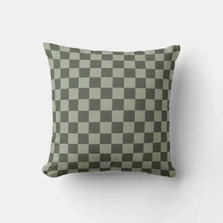 Cojín Decorativo Sage Dark Green Checker Checkerboard Checkered