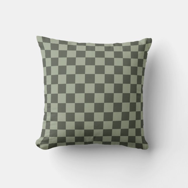 Cojín Decorativo Sage Dark Green Checker Checkerboard Checkered (Anverso)