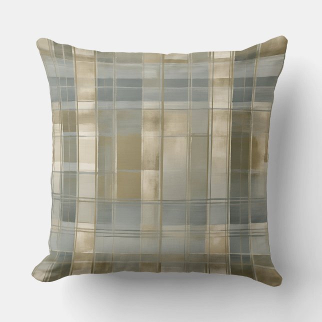 Cojín Decorativo Sage Dusty Blue Modern Farmhouse Plaid (Anverso)