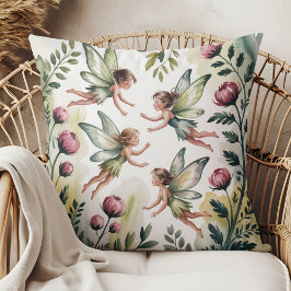 Cojín Decorativo Sage Green Fairycore Floral Throw Pillow