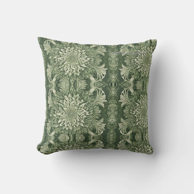 Cojín Decorativo Sage Green Floral Elegante (Anverso)