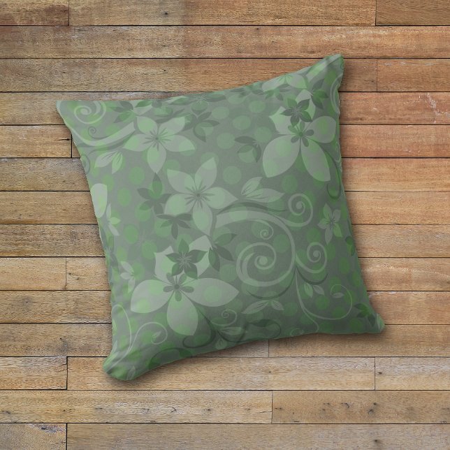 Cojín Decorativo Sage Green Floral Swirl (Subido por el creador)