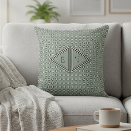 Cojín Decorativo Sage Green Modern Geometric Monogram