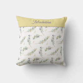 Cojín Decorativo Sage Green Olive Branch Pattern Monogram Name