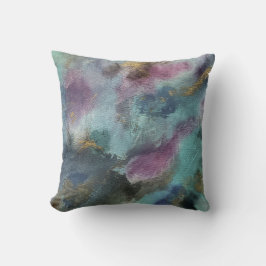 Cojín Decorativo Sage Green Pink Gold Watercolor Resumen de arte