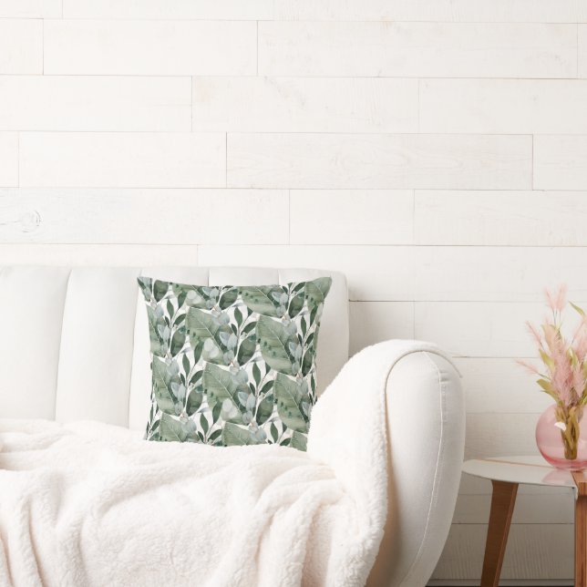 COJÍN DECORATIVO SAGE GREEN SPRING BRANCH PILLOW BLANCO (Sofá)