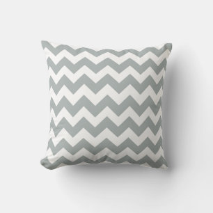 Cojín Decorativo Sage Gris and White Chevron Zig Zag Pillow