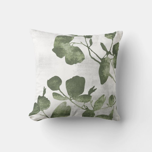 Cojín Decorativo Sage Olive Green Botanical Tree Leaves (Anverso)