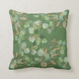 COJÍN DECORATIVO SAGE VERDE & GOLD EUCALYPTUS DOBLE CUARTO LATERAL