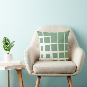 Cojín Decorativo Sage Verde Moderno Deconstruido Plaid Abstracto Ge