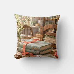 Cojín Decorativo Sage Vintage Books Ribbon Encuadernación